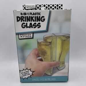 New In Box Premier Finds 4-In-1 Plastic Drinking Glass - 4 Pieces, 3 FL Oz Nice